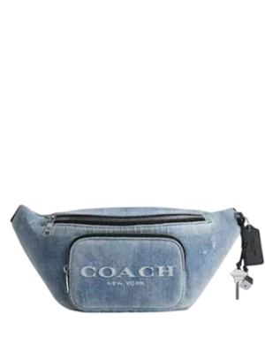 Coach Travis Belt Bag 35 In Loved Denim With Charms