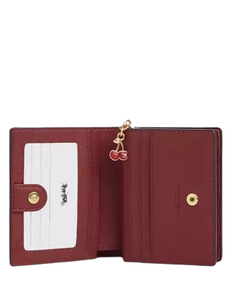 Coach Snap Wallet In Signature Canvas With Cherry Print - Image 2
