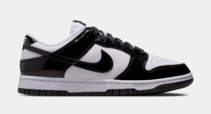 Dunk Low SE Patent Leather Womens Lifestyle Shoes (White/Black/Metallic Silver)