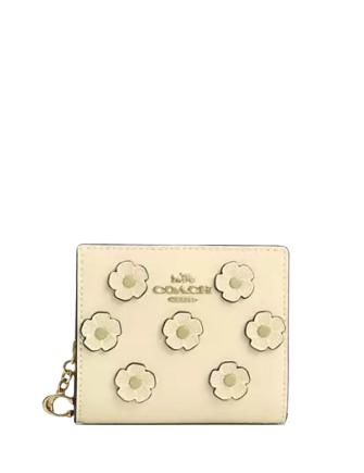 Coach Snap Wallet With Floral Applique