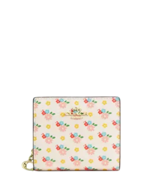Coach Snap Wallet With Floral Print And Charm