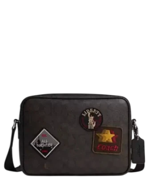 Coach Colton Crossbody Bag 25 In Signature Canvas With Patches
