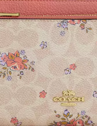Coach Double Zip Wallet In Signature Canvas With Floral Print - Image 3