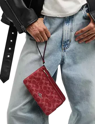 Coach Double Zip Wallet In Signature Denim - Image 2