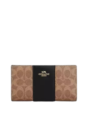 Coach Slim Zip Wallet In Signature Canvas With Stripe