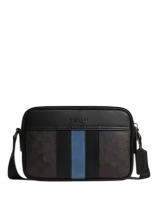 Coach Graham Crossbody Bag In Signature Canvas With Varsity Stripe