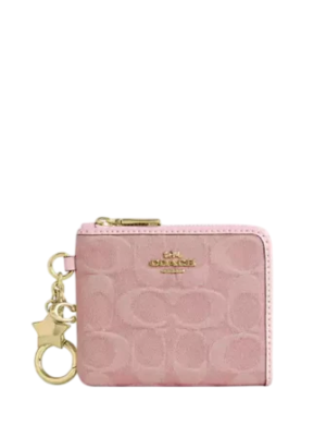 Coach Small Corner Zip Wallet In Signature Denim With Charms