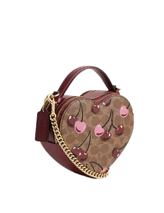 Coach Heart Crossbody Bag In Signature Canvas With Cherry Print - Image 3