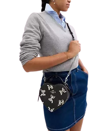 Coach Heart Crossbody Bag With Bow Print - Image 2