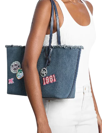 Michael Michael Kors Avalon Medium Embellished Denim Convertible Tote Bag - Image 2
