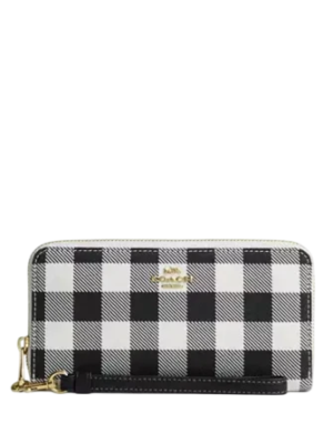 Coach Long Zip Around Wallet With Gingham Print