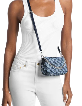 Michael Michael Kors Carmela Small Patchwork Denim Convertible Crossbody Bag - Image 3