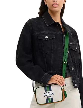 Coach Mini Jamie Camera Bag In Signature Canvas With Varsity Stripe - Image 2