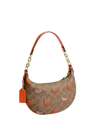 Coach Mini Payton Bag In Signature Canvas With Orange Print - Image 3