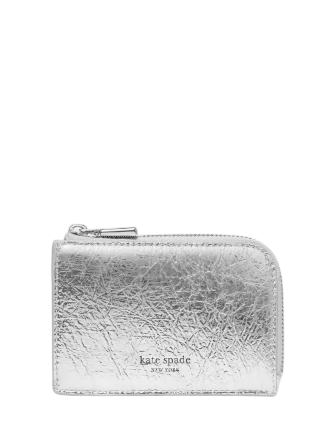 Kate Spade New York Crinkle Metallic Mini Zip Card Case