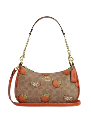 Coach Teri Shoulder Bag In Signature Canvas With Orange Print