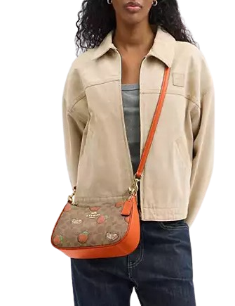 Coach Teri Shoulder Bag In Signature Canvas With Orange Print - Image 4