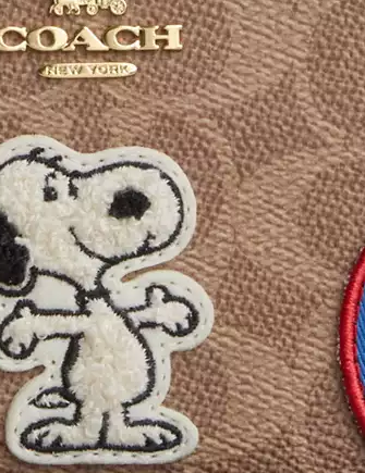 Coach X Peanuts Long Zip Around Wallet In Signature Canvas With Patches - Image 3