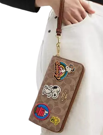 Coach X Peanuts Long Zip Around Wallet In Signature Canvas With Patches - Image 4