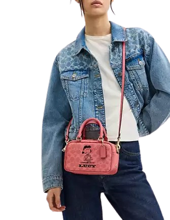 Coach X Peanuts Satchel Crossbody Bag In Signature Canvas With Lucy - Image 4