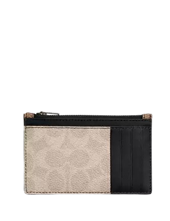 Coach Zip Card Case In Blocked Signature Canvas - Image 2