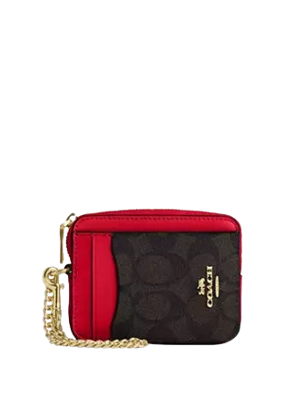 Coach Zip Card Case In Signature Canvas