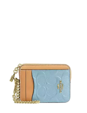 Coach Zip Card Case In Signature Leather With Charm