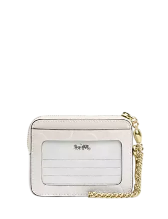 Coach Zip Card Case In Signature Leather With Heart Charm - Image 2