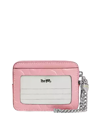 Coach Zip Card Case In Signature Leather With Heart Charm - Image 2