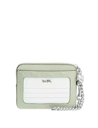 Coach Zip Card Case In Signature Leather With Heart Charm - Image 2