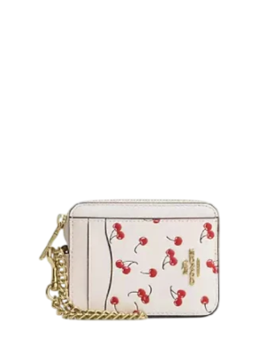 Coach Zip Card Case With Cherry Print