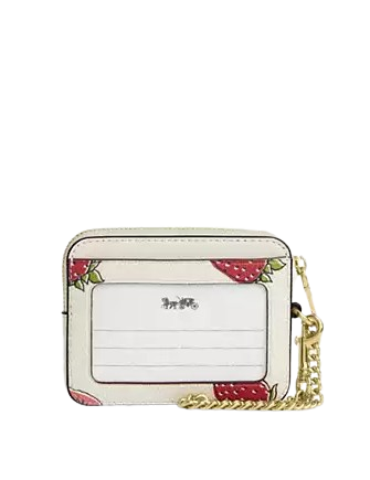Coach Zip Card Case With Strawberry Print - Image 2