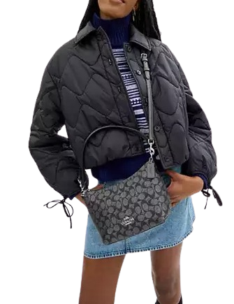 Coach Zip Top Shoulder Bag In Signature Canvas - Image 4