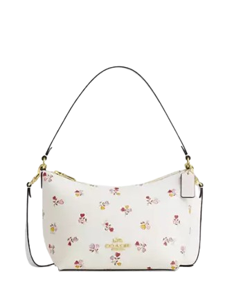 Coach Zip Top Shoulder Bag With Heart Print