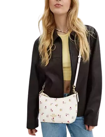 Coach Zip Top Shoulder Bag With Heart Print - Image 4