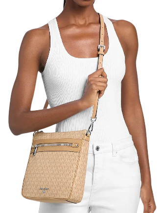 Michael Michael Kors Jet Set Large Logo Print Woven Crossbody Bag - Image 3