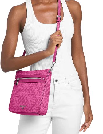 Michael Michael Kors Jet Set Large Logo Print Woven Crossbody Bag - Image 3