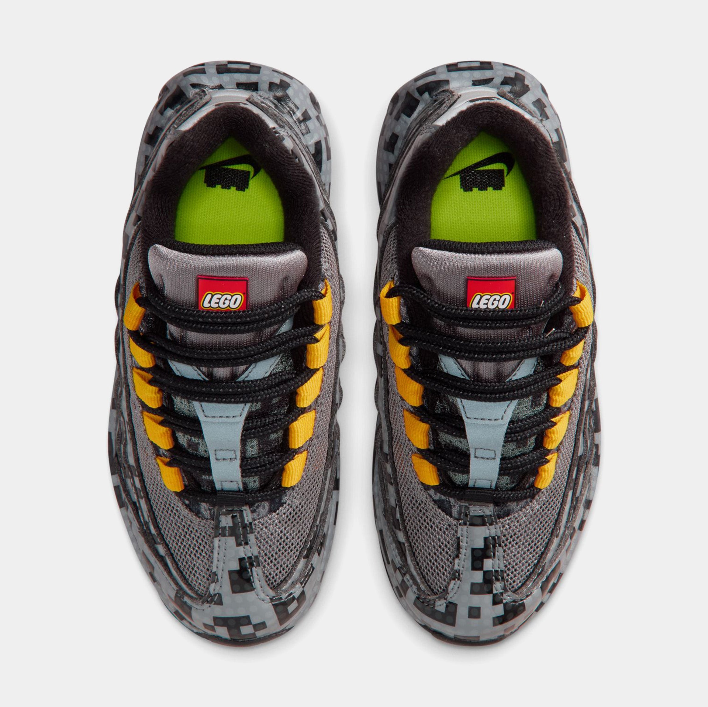 LEGO x Air Max 95 Brick Pixel Preschool Lifestyle Shoes (Smoke Grey/Metallic Silver/Black/University Gold/Volt/Hyper Pink) Free Shipping - Image 2