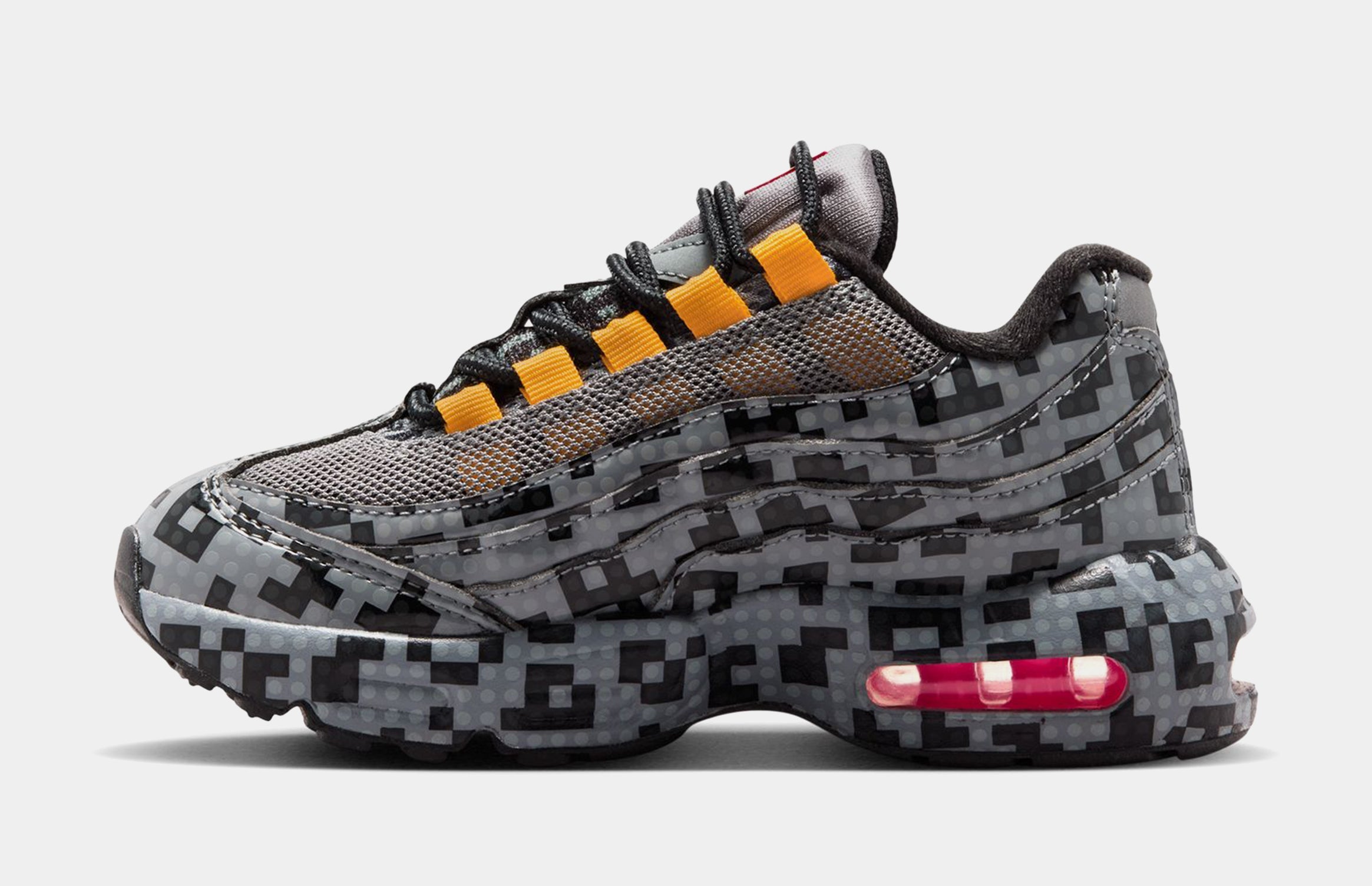 LEGO x Air Max 95 Brick Pixel Preschool Lifestyle Shoes (Smoke Grey/Metallic Silver/Black/University Gold/Volt/Hyper Pink) Free Shipping - Image 3