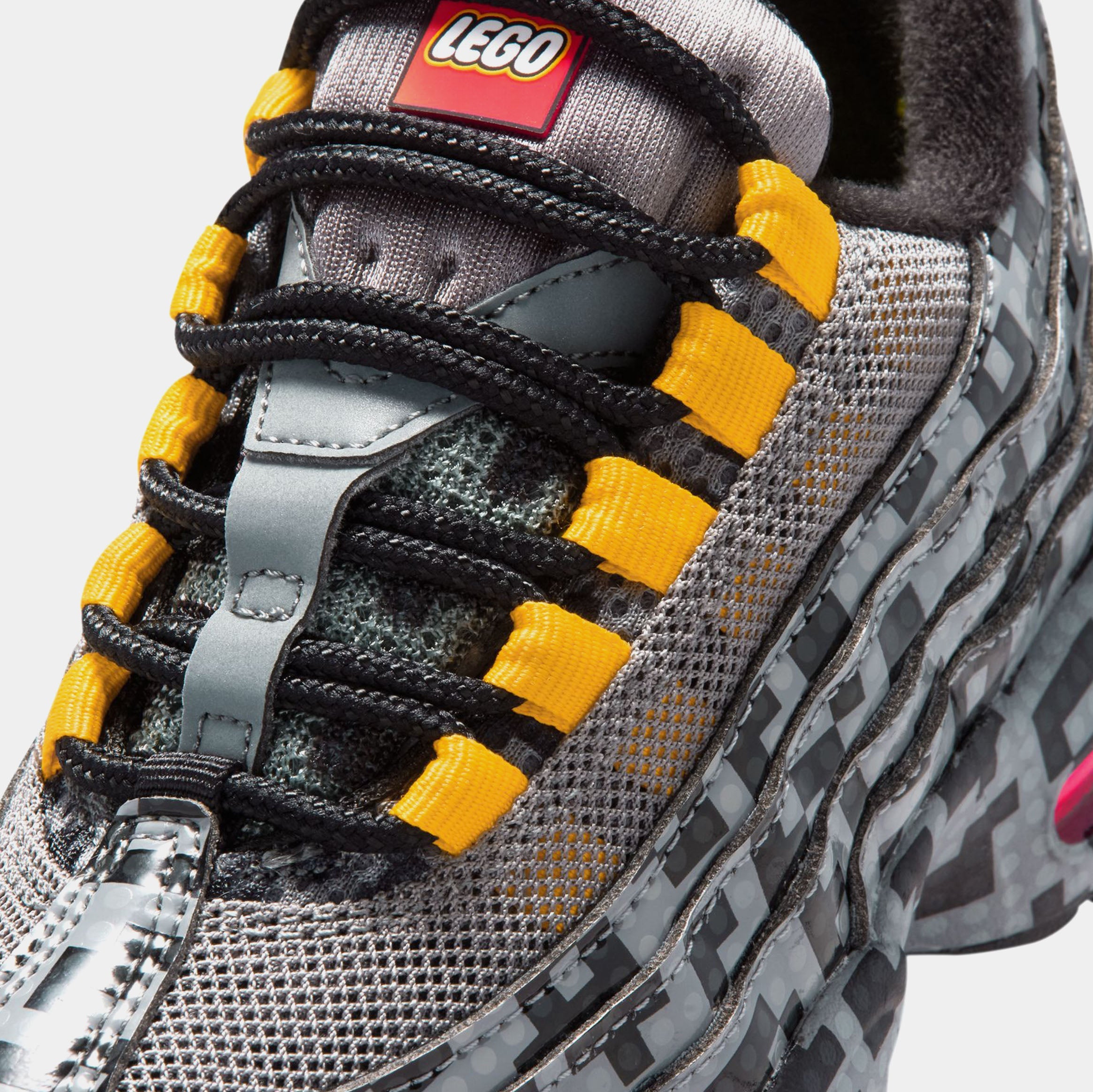 LEGO x Air Max 95 Brick Pixel Preschool Lifestyle Shoes (Smoke Grey/Metallic Silver/Black/University Gold/Volt/Hyper Pink) Free Shipping - Image 5