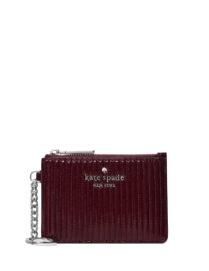 Kate Spade New York Shiny Quilted Key Ring Card Holder