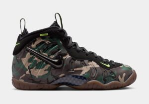 Little Posite Pro Premium Black And Multicolor Grade School Basketball Shoes (Black/Black/Voltage Green/Gum Dark/Brown)