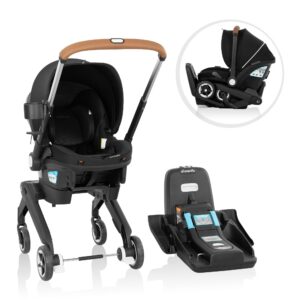 Evenflo Gold Shyft Dual Ride Infant Car Seat Stroller Combo, Onyx, 2025, with Carryall Storage and Extended Canopy
