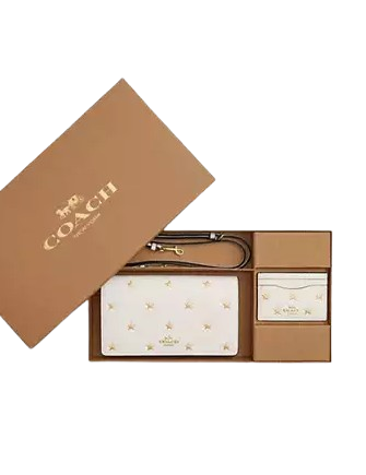 Coach Boxed Anna Foldover Clutch Crossbody Bag And Card Case Set With Star Print - Image 2