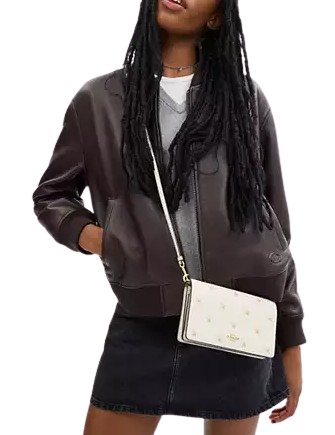 Coach Boxed Anna Foldover Clutch Crossbody Bag And Card Case Set With Star Print - Image 4