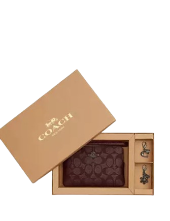 Coach Boxed Corner Zip Wristlet In Signature Canvas With Charms - Image 2