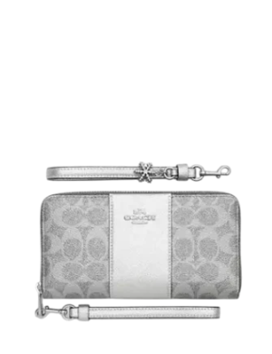 Coach Boxed Long Zip Around Wallet In Signature Canvas