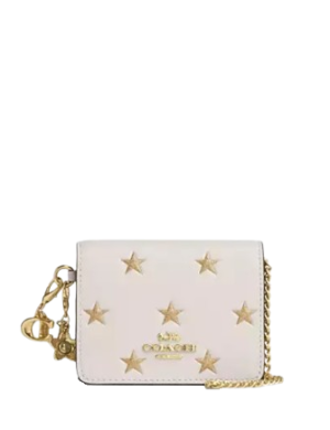 Coach Boxed Mini Wallet On A Chain With Star Print