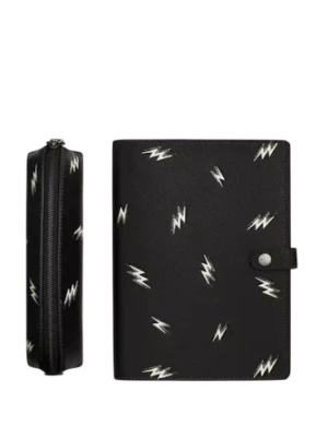 Coach Boxed Notebook And Pencil Case Set With Lightning Bolt Print