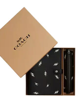 Coach Boxed Notebook And Pencil Case Set With Lightning Bolt Print - Image 2